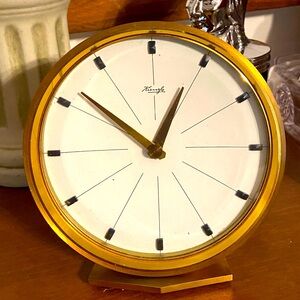 Kienzle desk clock 6” Chronoquartz gold beautiful midcentury minimalist
